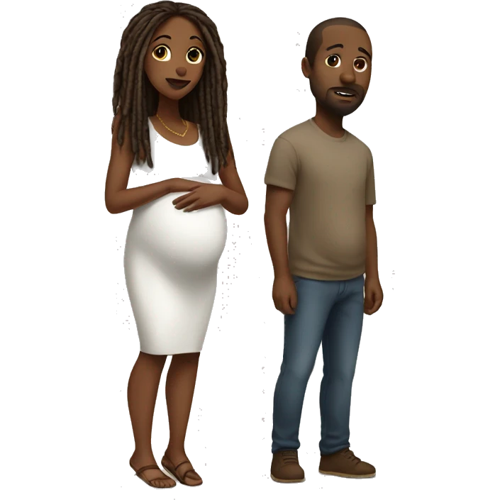 black pregant woman with brown dread head man  emoji