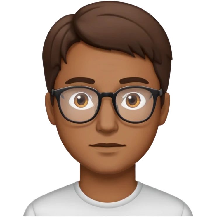 Brown hair brown eyes guy with glasses  emoji