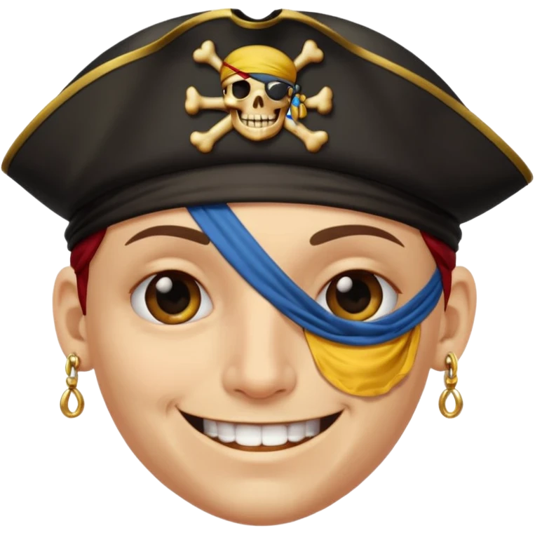 Eye patch pirate with earring, one eye covered
 emoji