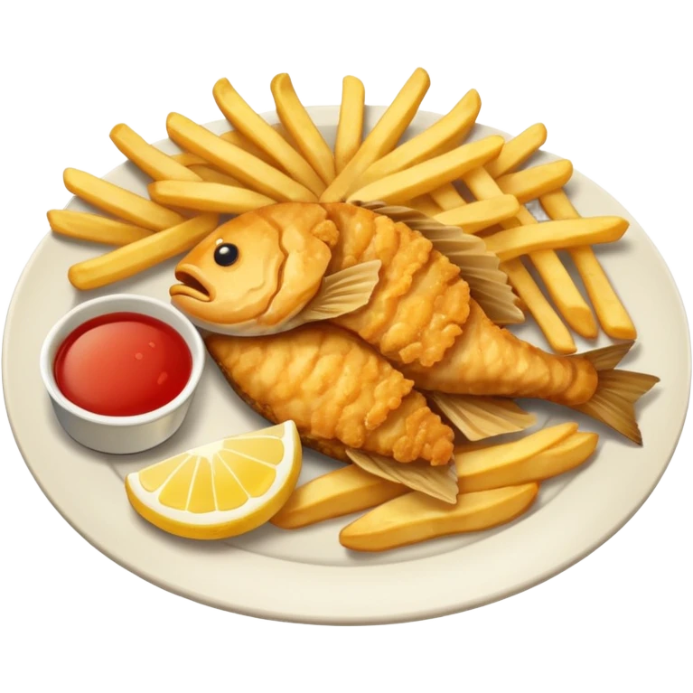 plate with a piece of fried fish and a pile of fries emoji
