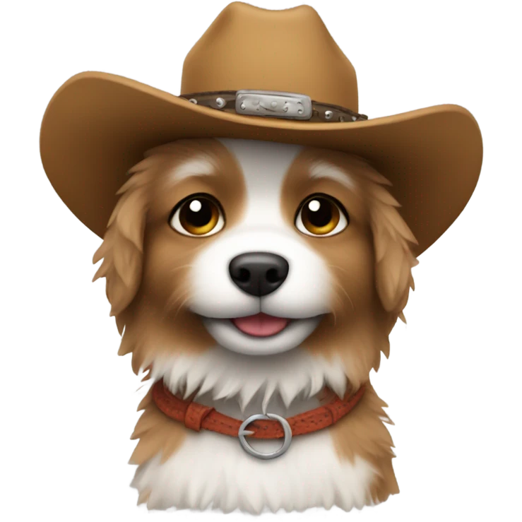 Small fluffy Dog with cowboy hat  emoji