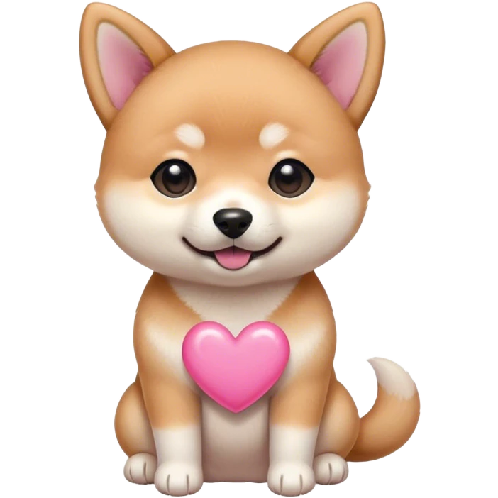 The baby shiba dog with a pink heart emoji