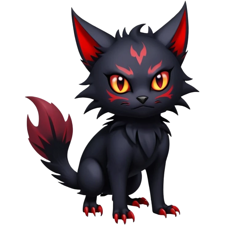 Vampiric feral futuristic gothic emo dark Litten-Noibat-Fakémon-hybrid-creature (full body) emoji