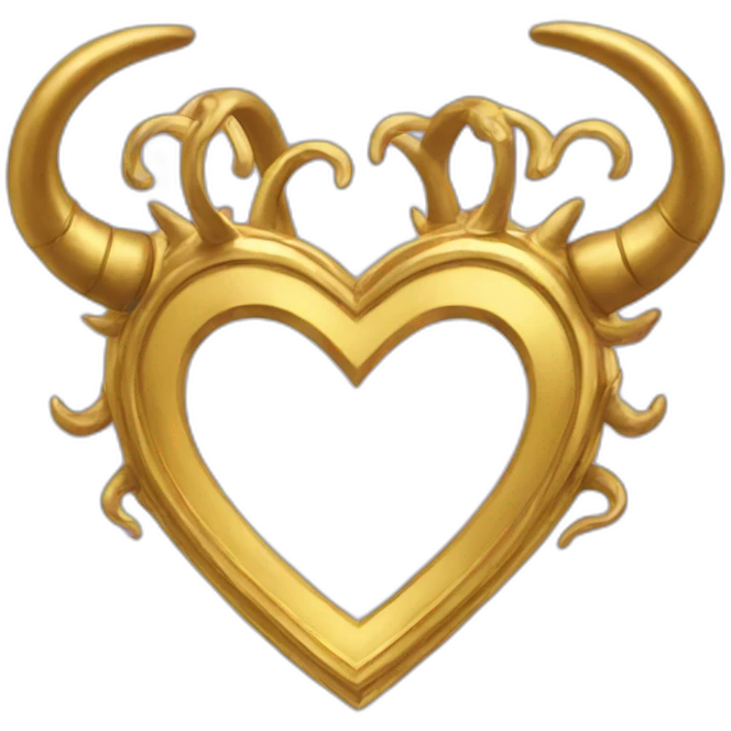 Gold heart frame with horns emoji