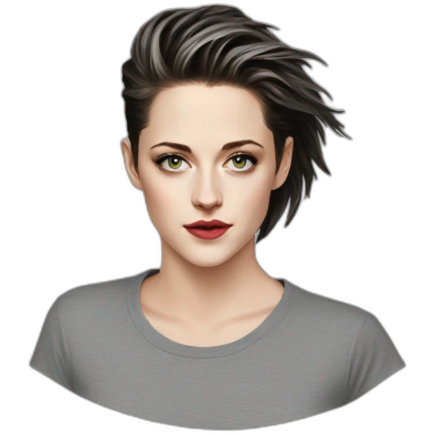 Kristen stewart gray round neck t-shirt emoji