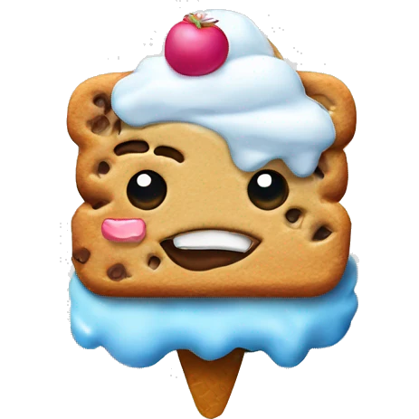 Ice cream cookie sandwich with face  emoji