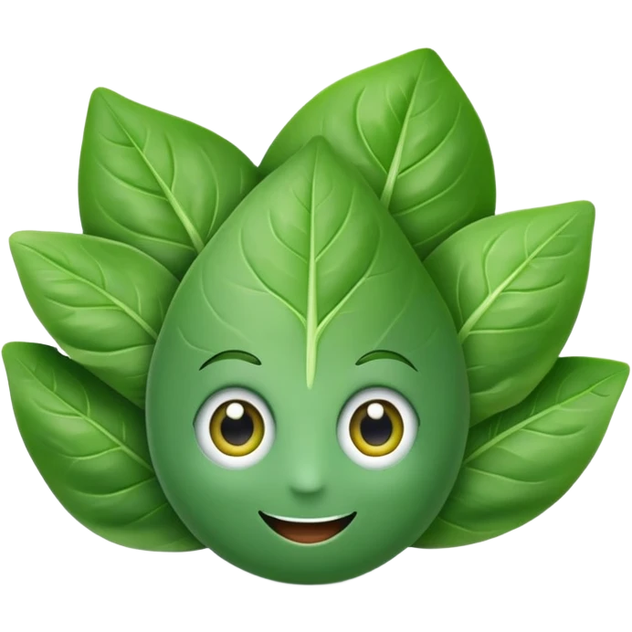 Spinach with eyes and smile without human face emoji