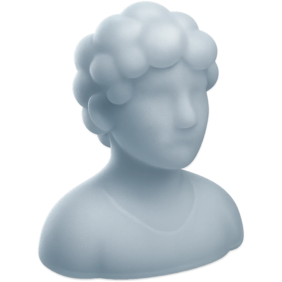 front view portrait of a person made entirely of white fluffy convex clouds, shoulders up, matte glass style emoji