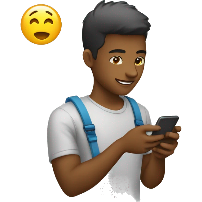 jovem gravando com um celular emoji