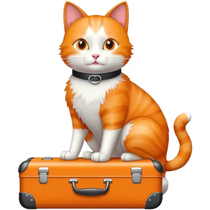 Cat driving a motorized suitcase with wheels emoji