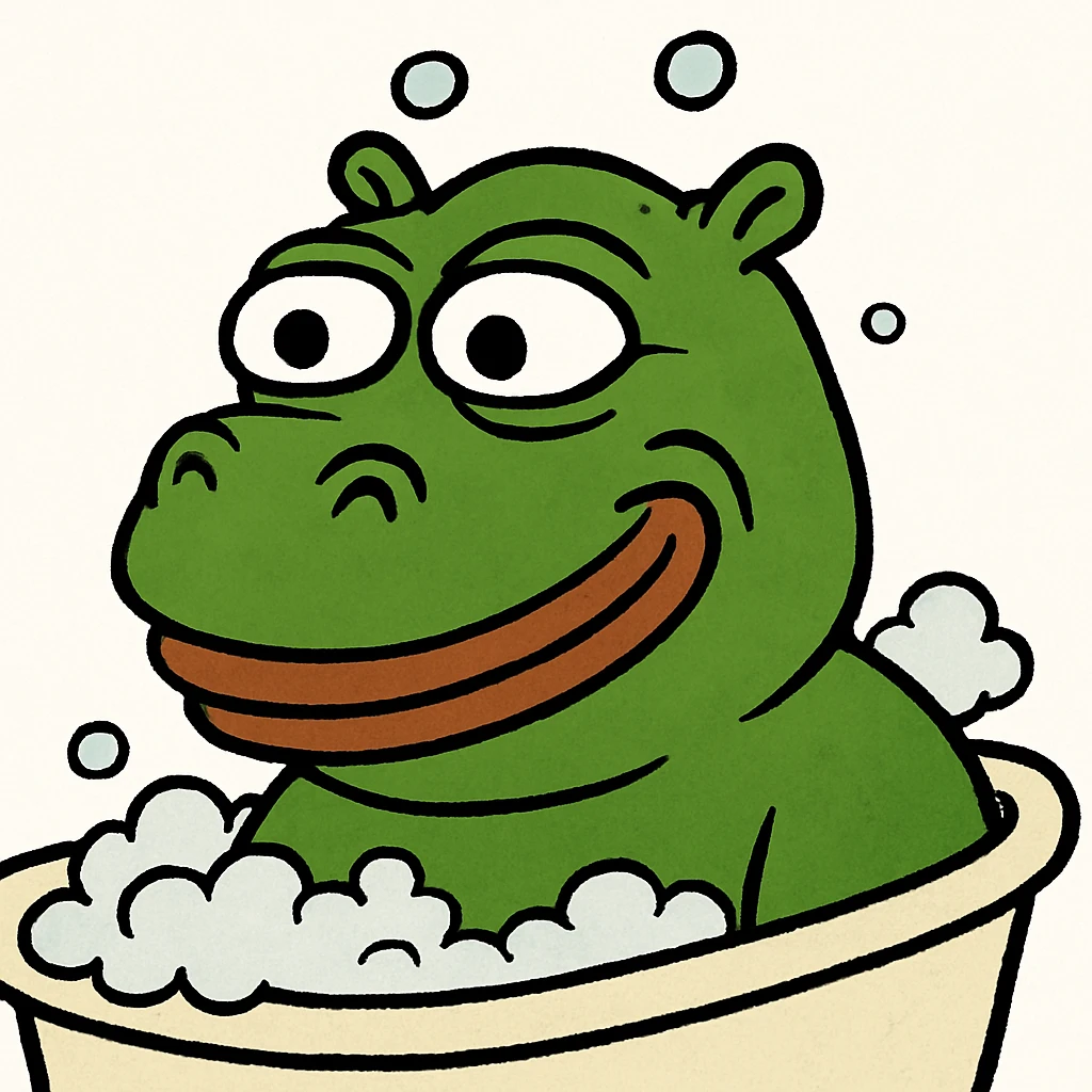 happy hippo with bubbles in bathtub emoji