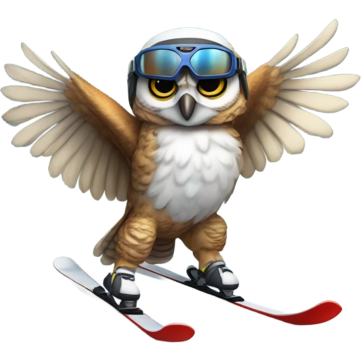 A great horned owl skiing emoji