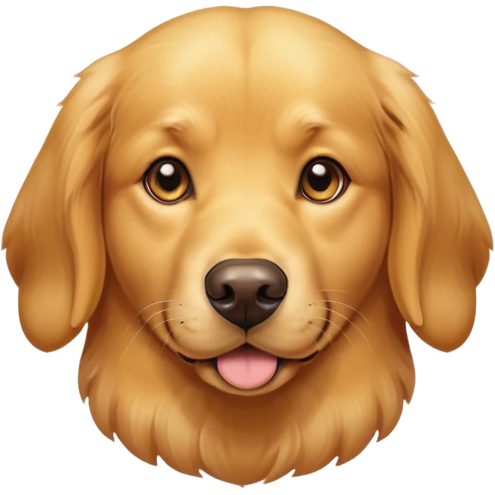 Cinematic Noble Golden Retriever Portrait Emoji, Poised and regal, with a strong, athletic build and a glossy, well-groomed golden coat, deep-set soulful brown eyes, Simplified yet sharp and sophisticated features, highly detailed, glowing with a soft, dignified glow, high shine, intelligent and friendly, stylized with an air of warmth, focused and attentive, soft glowing outline, capturing the essence of a watchful and confident companion, so majestic it feels as though it could bound out of the screen with effortless authority! emoji