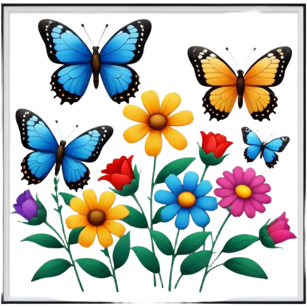 flowers butterflies frame certificates for kids emoji