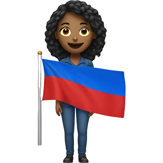 Woman with red and blue flag emoji