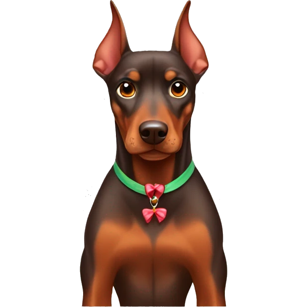Red Doberman pinscher with bows emoji
