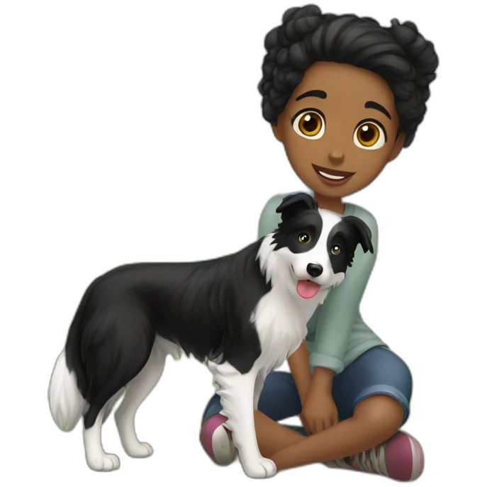 Girl with border collie emoji