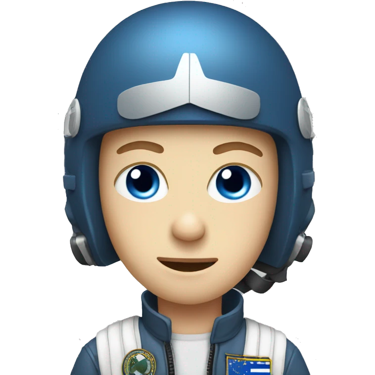 white kid with blue eyes  fighter pilot helmet emoji