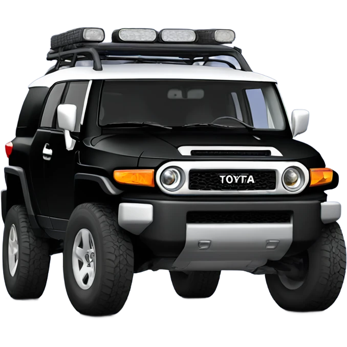 Black Toyota FJ cruiser with big all terrain tires emoji