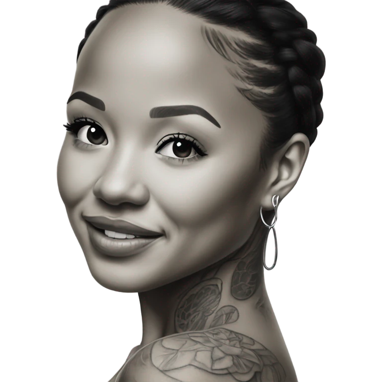 3d Hyper Realistic tattoo Karrueche Tran photo  emoji