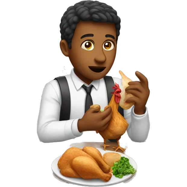 Someone eating chicken emoji
