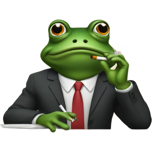 business frog smoking emoji