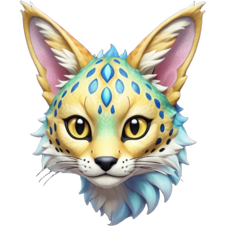 Epic scaley scaled iridescent complex detailed realistic aesthetic-scenic-Fakémon-Trico-Sergal-Serval-Vernid-creature emoji