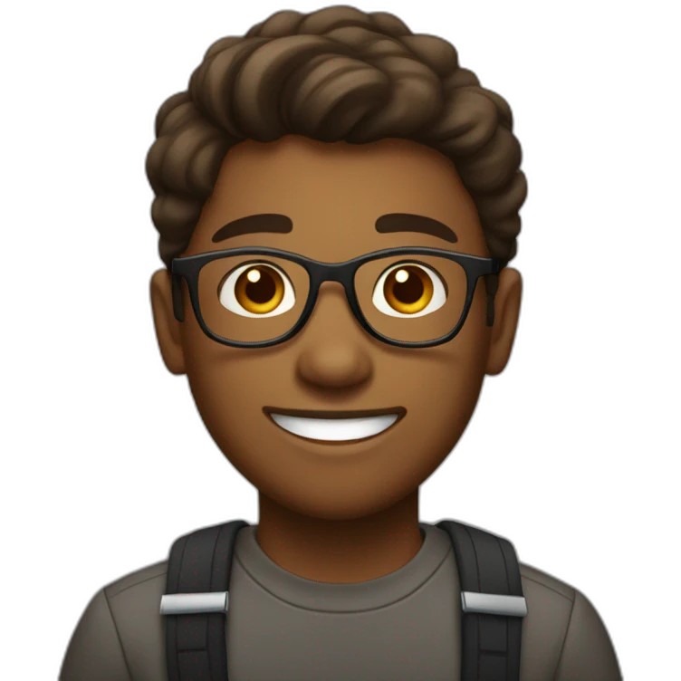 Young brown haires man with glasses at his first job emoji