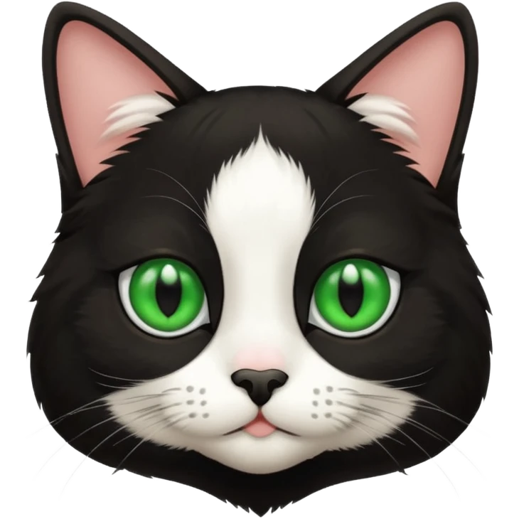 Tuxedo cat with one green eye and one brown eye  emoji