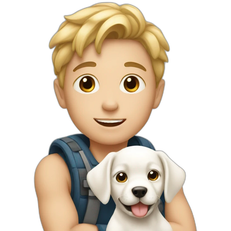 white kid with puppy emoji