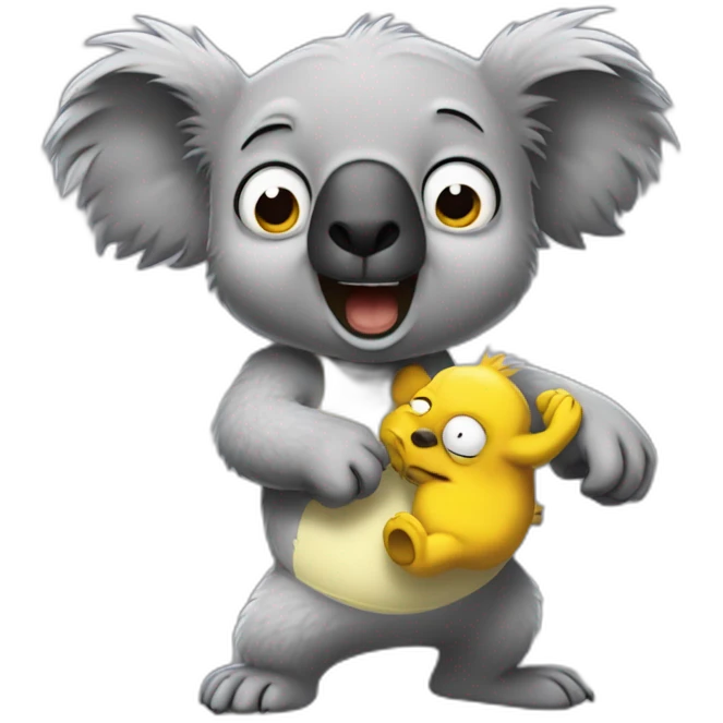 koala fighting Homer Simpson emoji