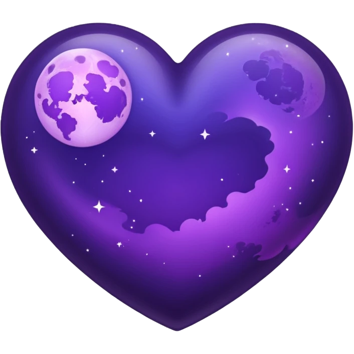 dark purple heart with a purple Moon emoji