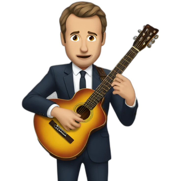 Macron crying on guitare emoji