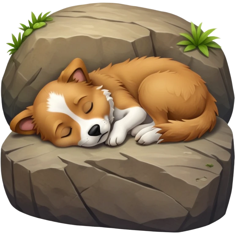 Dog sleeping on a rock emoji