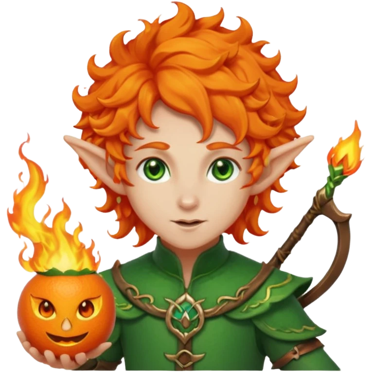 Orange Haired Elf, Archer elf with flaming orange curls emoji