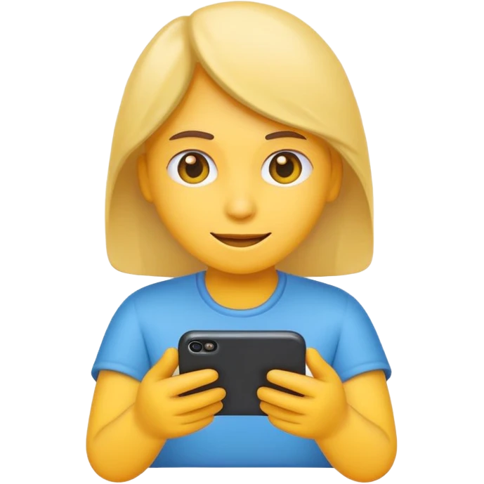 Emoji of a person typing on their smartphone. Simple emoji style, flat design, bright colors, thick outlines. emoji