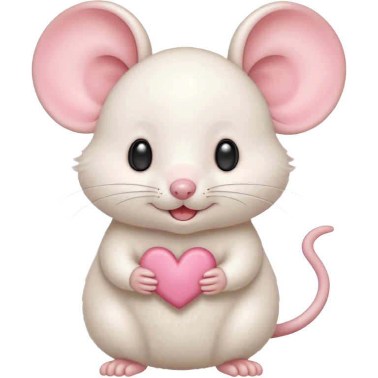 baby cream cartoon mouse with large, round, pink-lined ears. The mouse has heart eyes, a small open mouth, conveying a feeling of love, adoration, or strong affection. emoji