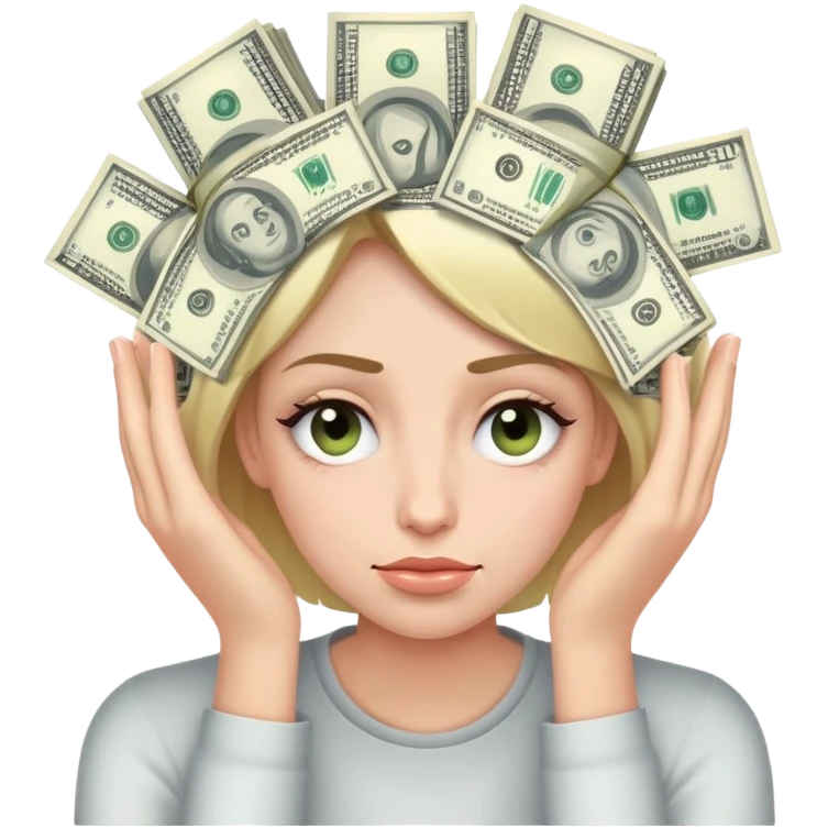 me with a bunch of money to my head rolling my eyes emoji