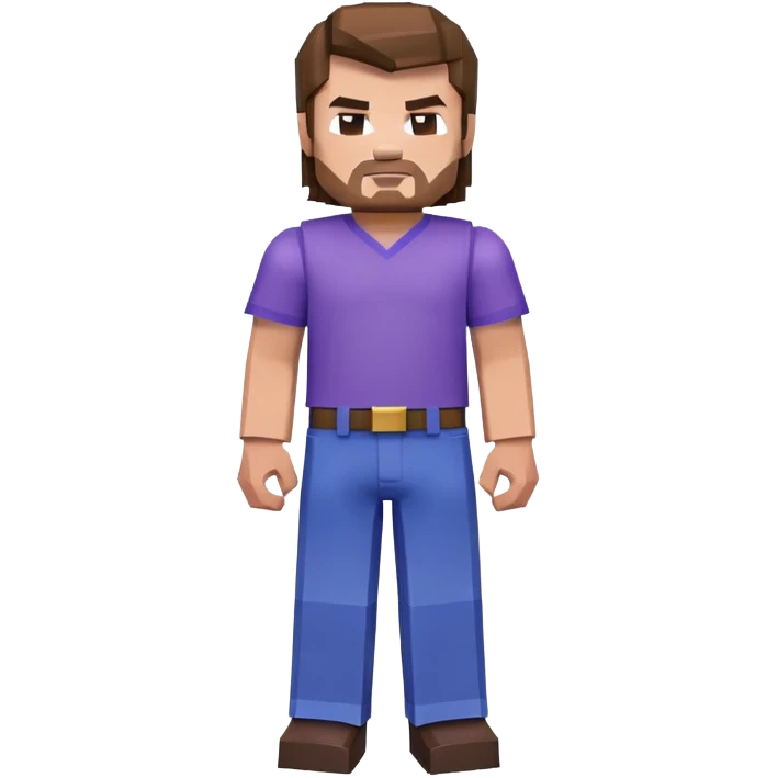Jack Black as Minecraft Steve, blocky character with brown hair, blue shirt, and purple pants emoji