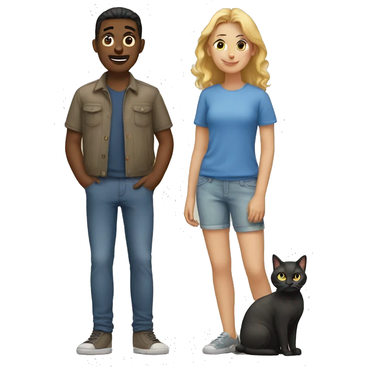 2 people and 2 cats emoji