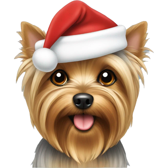 Yorkie with a Santa hat emoji