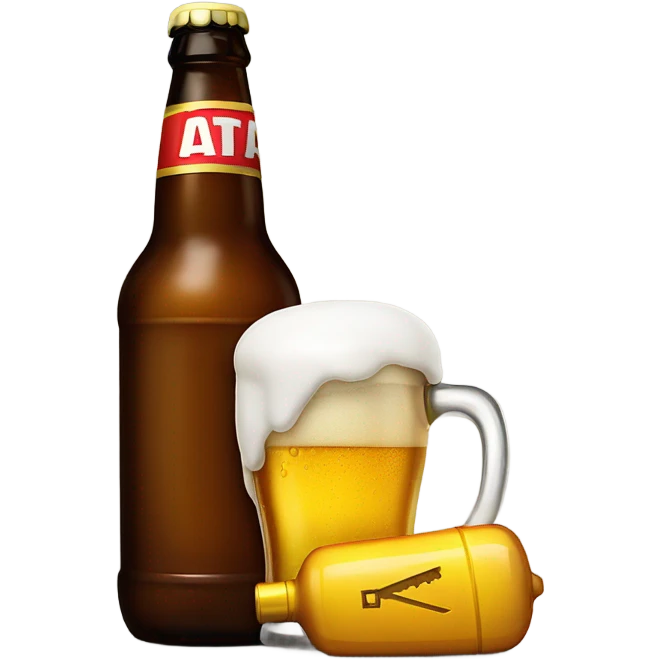 key and beer bottle together emoji