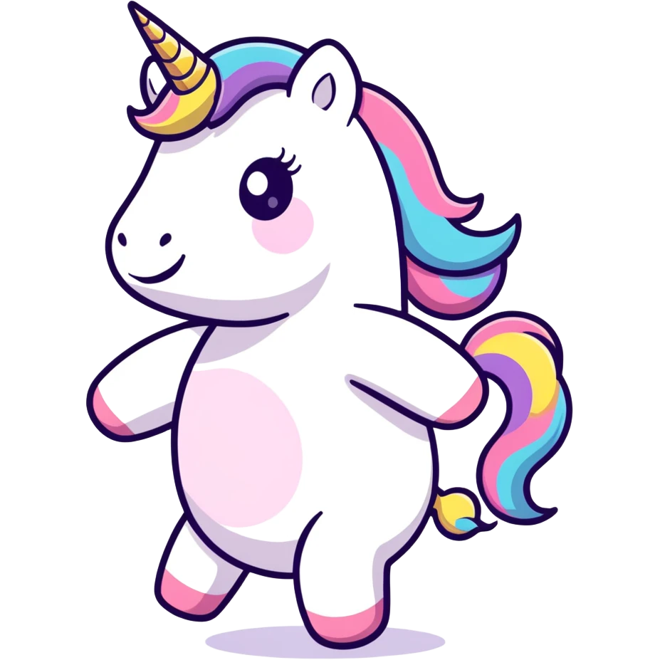 Unicorn, dancing on a rainbow ￼ emoji