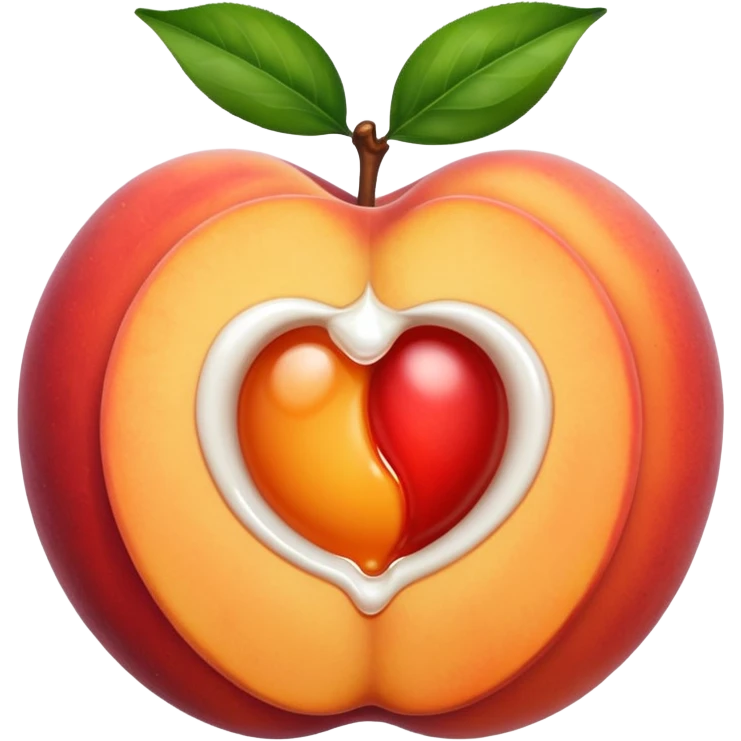 Peach with opening dripping white inside the middle to the end emoji