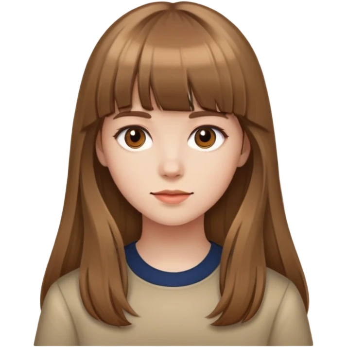 girl with light brown hair, bangs, long hair, light background emoji