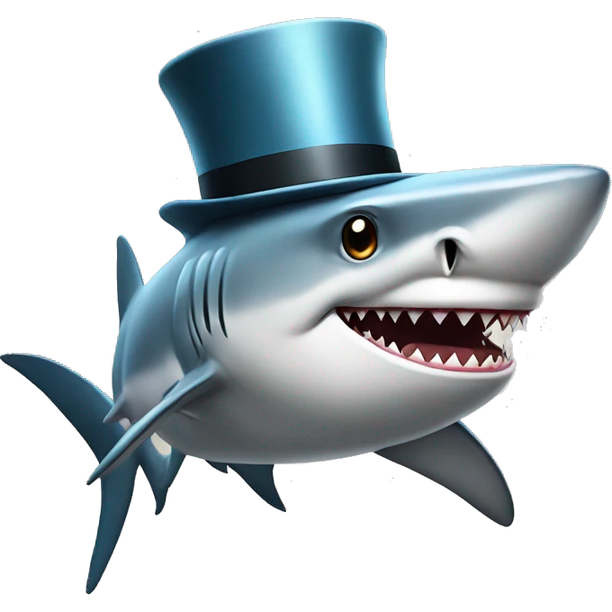 Shark with a top hat emoji