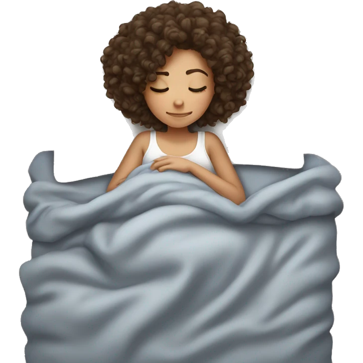 Brunette curly hair girl sleeping emoji