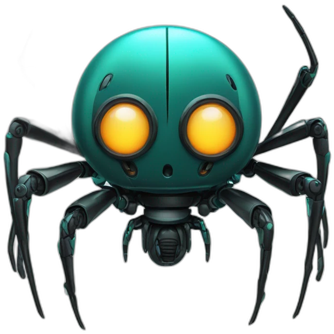 Evil spider robot aqua black emoji