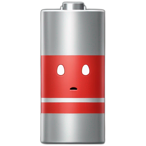 AA battery red color with a sad face emoji