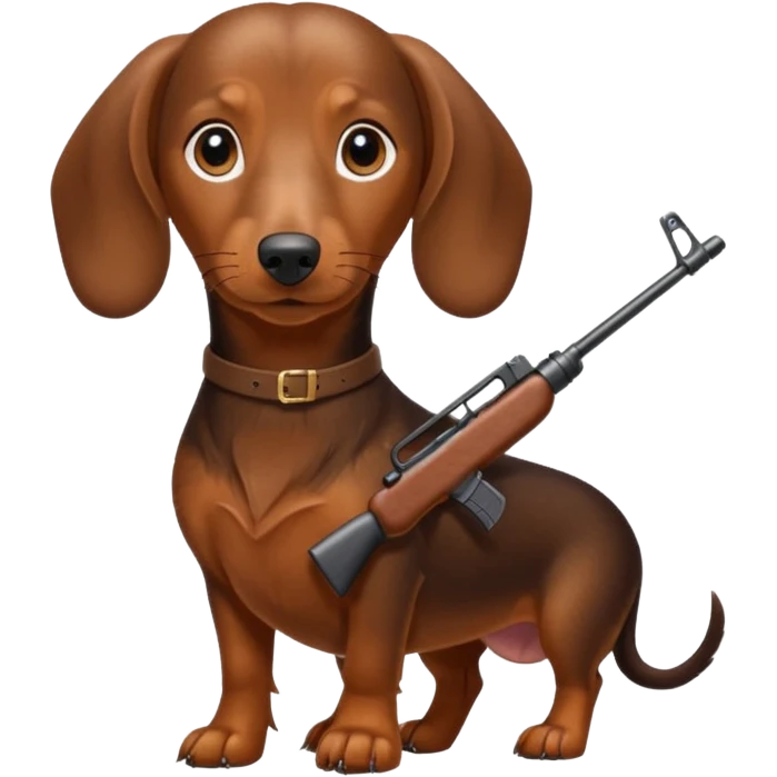 Dachshund dog Holding M16 emoji